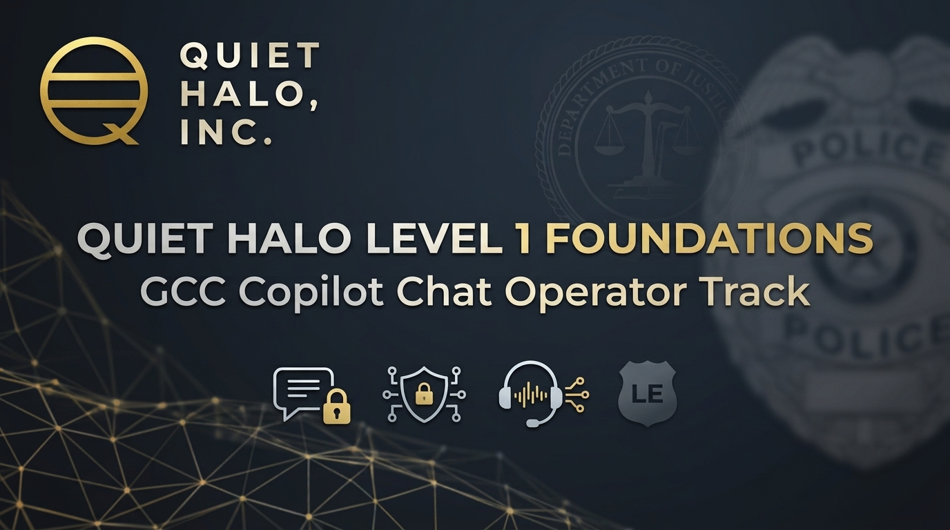 Quiet Halo Level 1 Foundations GCC Copilot Chat Operator Track course banner